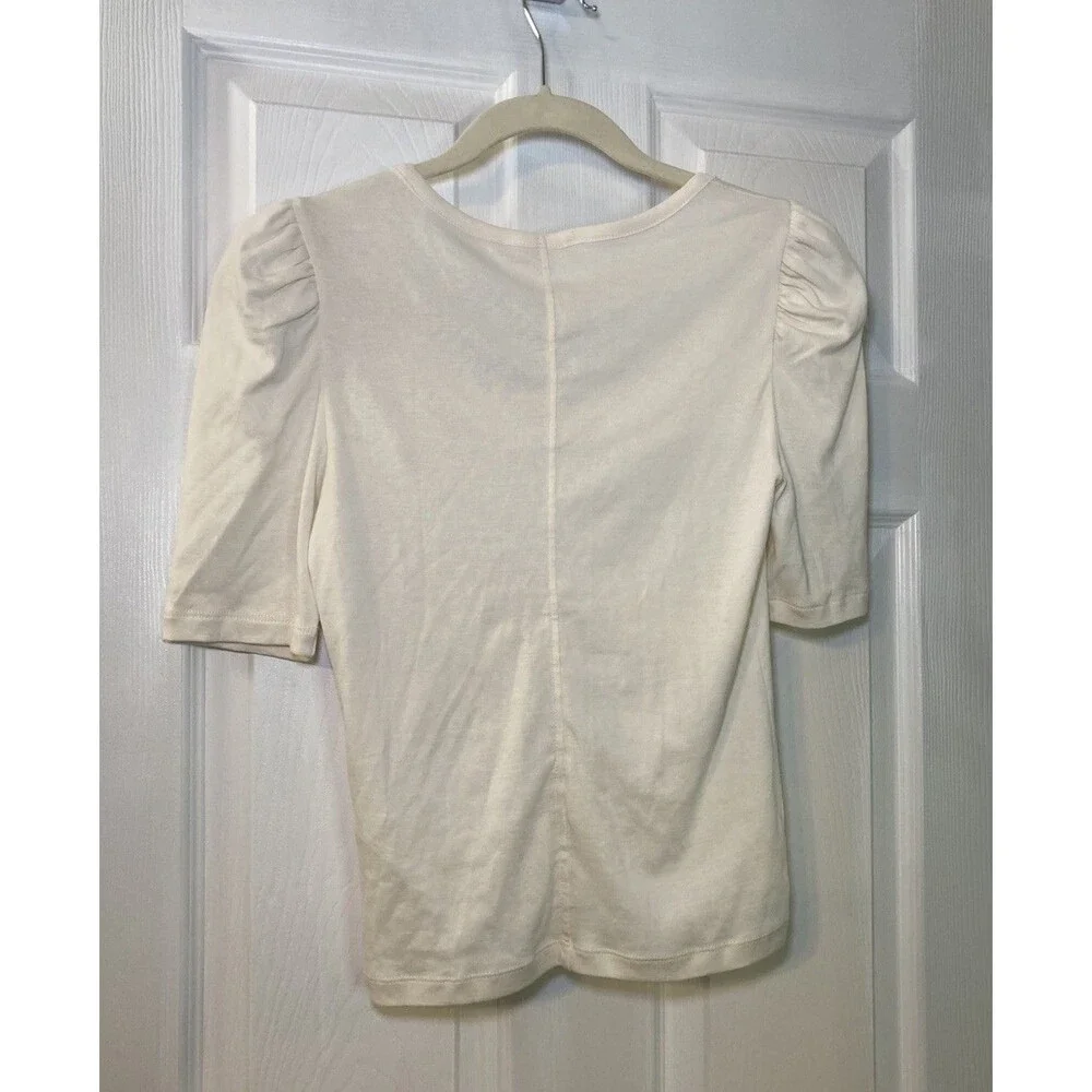 Madewell Off-white Ivory Cream Puff Shoulder T-shirt Elbow Length Sleeve XXS NWT